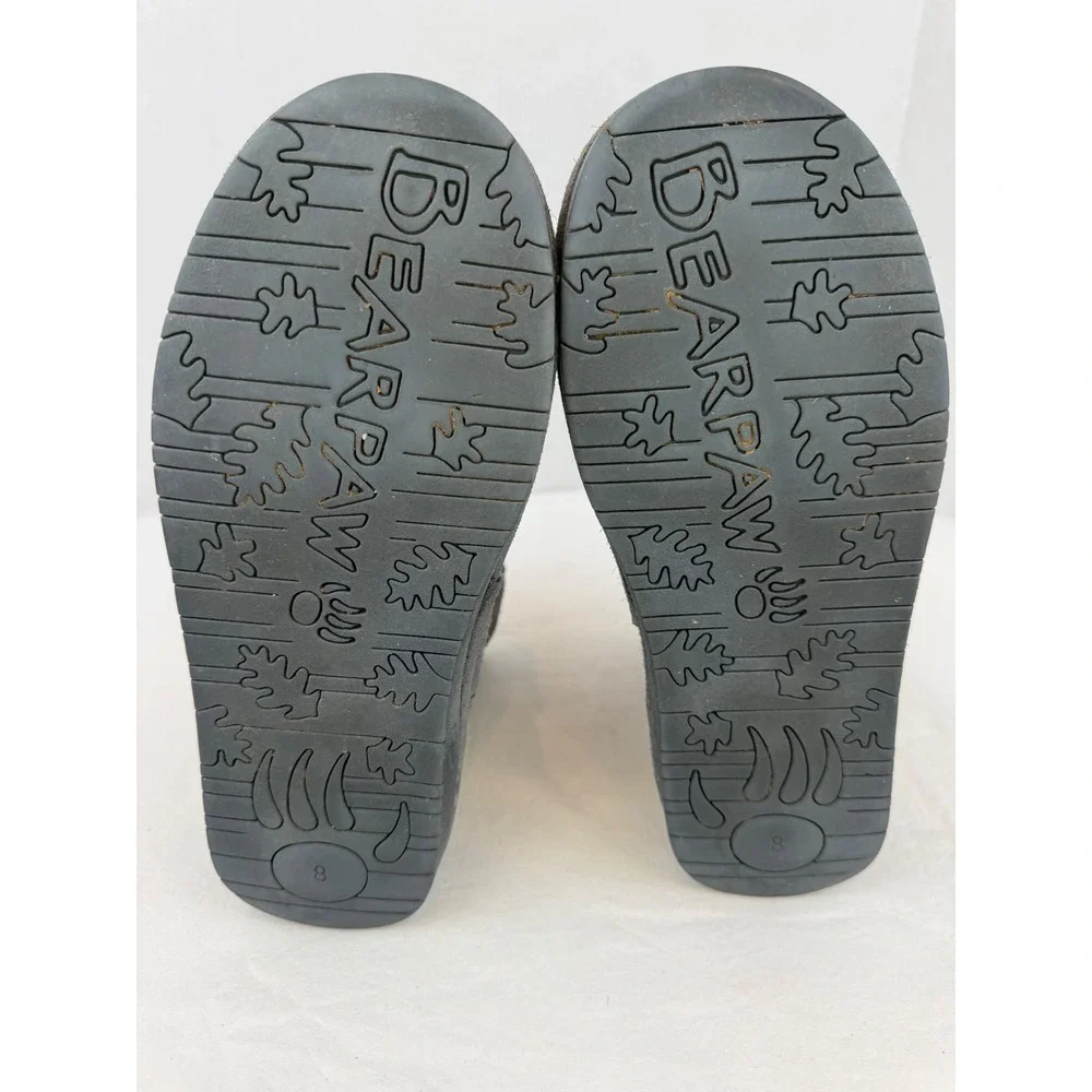 Bearpaw Womens Gray Suede Winter Boots Side Buckle Wool Blend Lining Size 8‎